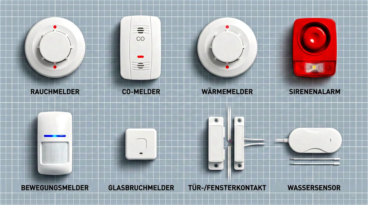 Alarm-, Sensor- und Brandschutzsysteme – Bewegungsmelder, Rauchmelder, Notfallsysteme
