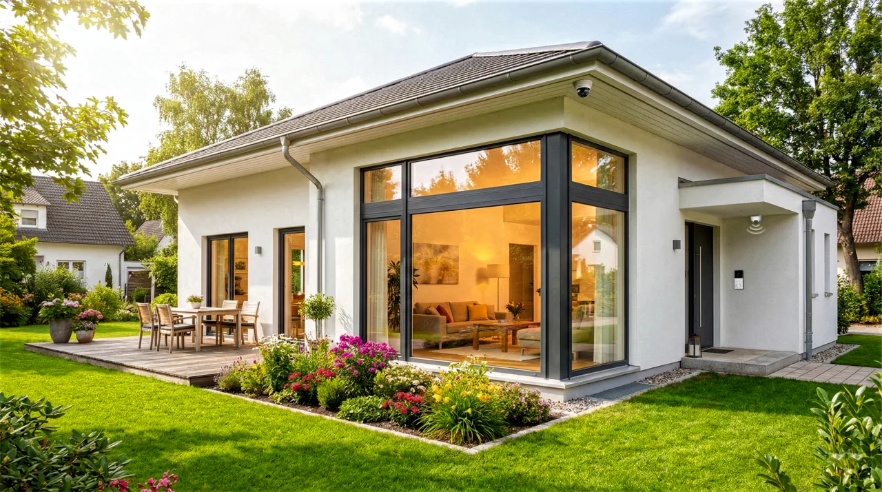 Modernes Einfamilienhaus mit Garten – Sicherheitslösungen für Privathäuser